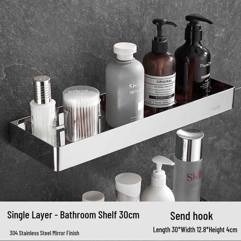 Gunmetal Gray Stainless Steel Bathroom Mirror Shelf with Storage Basket