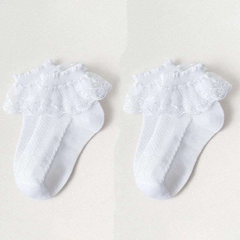 Mesh Socks Breathable Cotton Lace with Ruffle Princess Children Ankle Short Sock White Pink Yellow for Baby Girls Kids Toddler