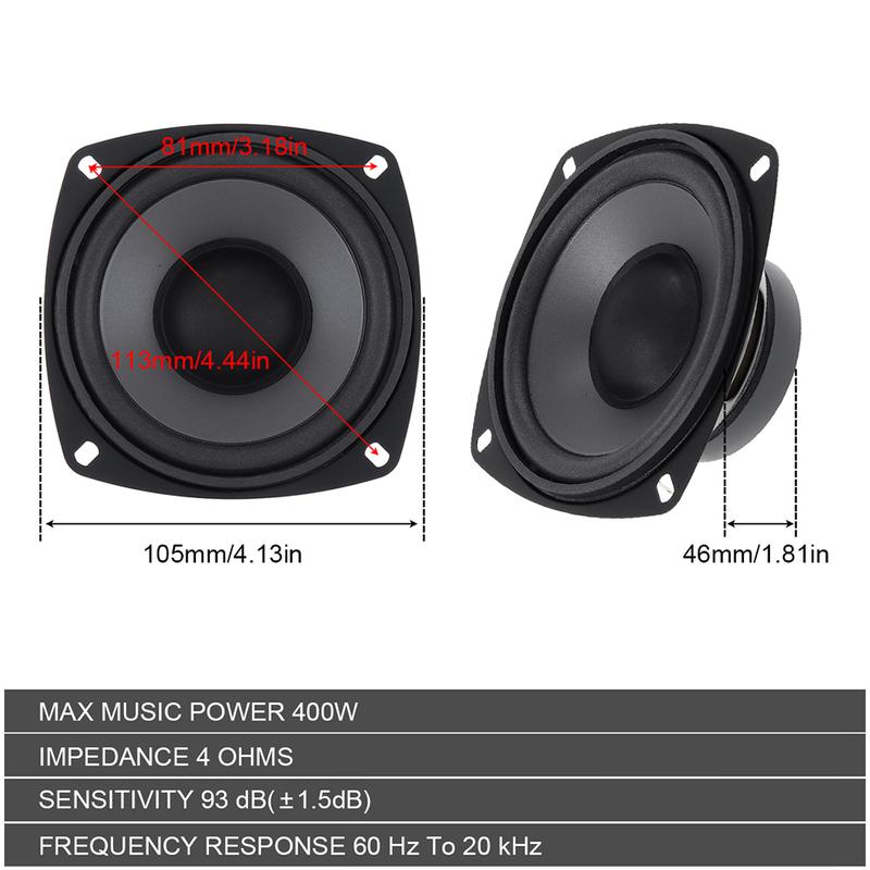 1 Pair 4/5/6.5 Inch Car Speakers Vehicle Door Auto Audio Music Stereo Subwoofer Full Range Frequency 2-Way Automotive Speakers