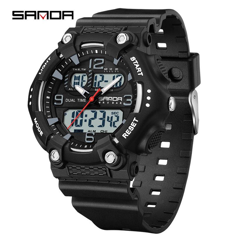 Sanda Trendy Transparent Strap Multifunctional Luminous Waterproof Electronic Student Watch