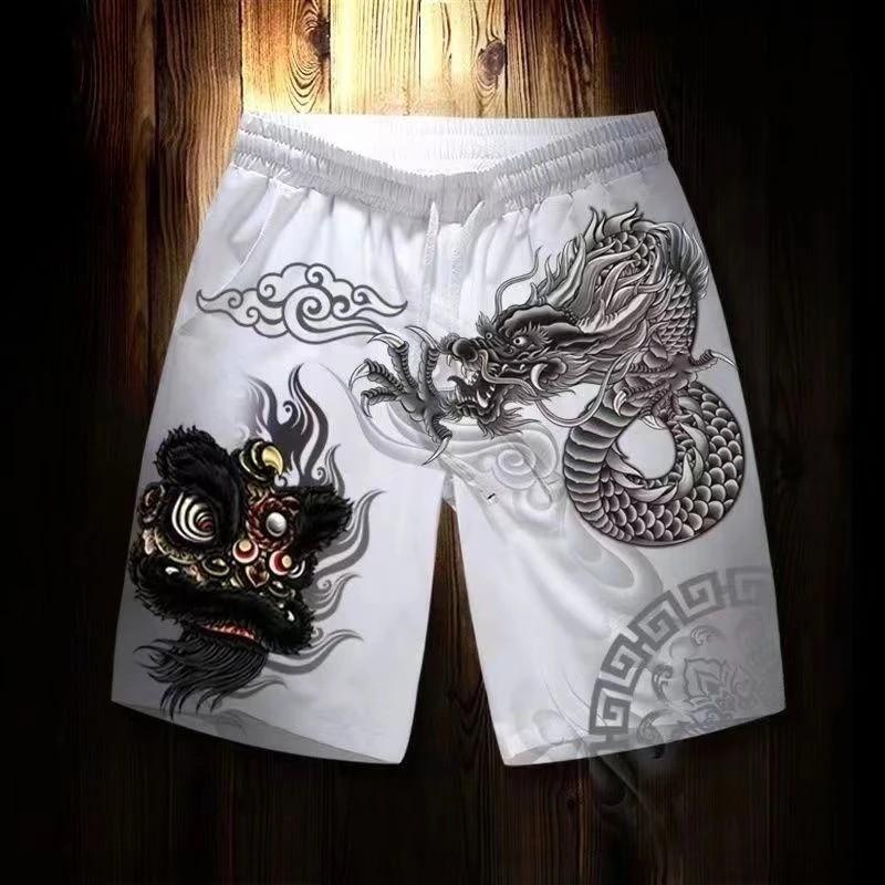 Dragon Lion Chinese Muay Thai Kickboxing Boxing Training Print Shorts Martial Art Boxer Unisex Men Women Kid Pants Fighting Fitness Gym Sport Workout