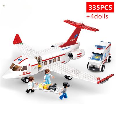 335ks City Aircraft Medical Air Ambulance Auto Stavební bloky Letadlo Brinquedos Kreativní cihly Vzdělávací hračky Vánoční dárek