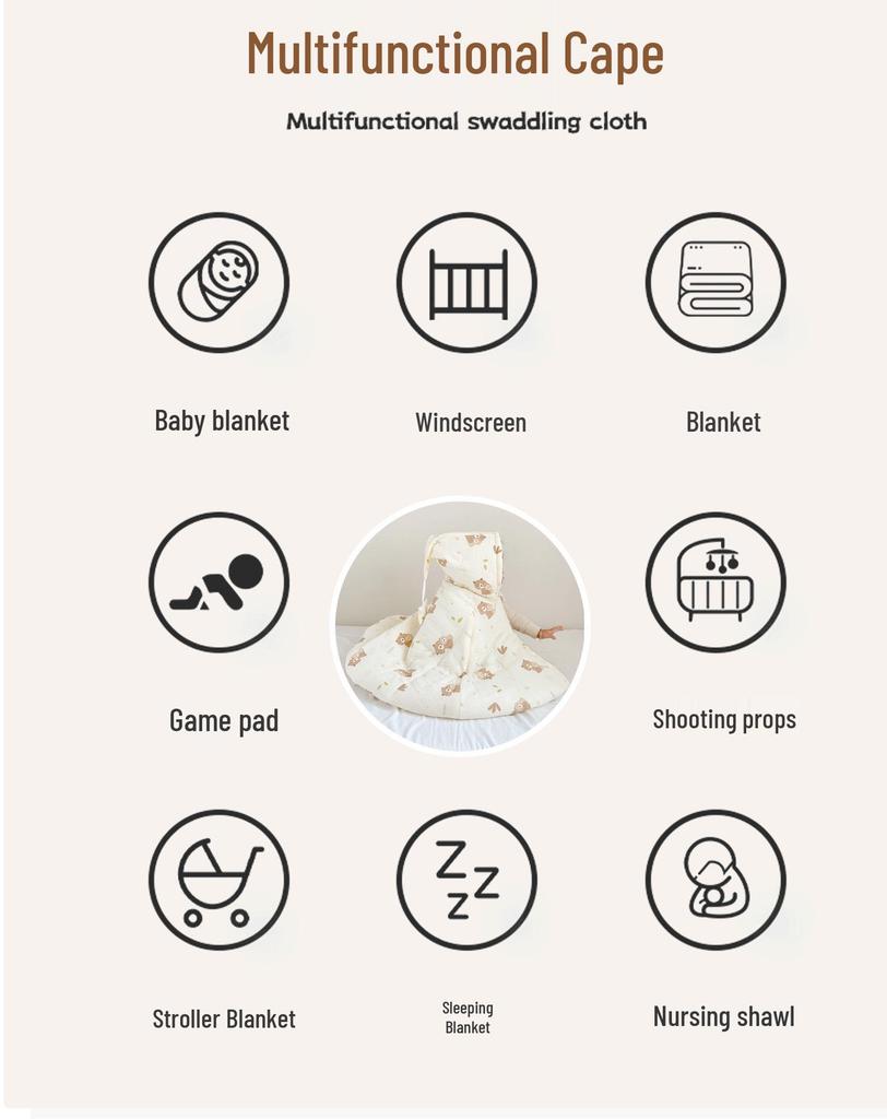 Baby Autumn & Winter Windproof Hooded Cape - Thick Warm Shawl for Outdoors