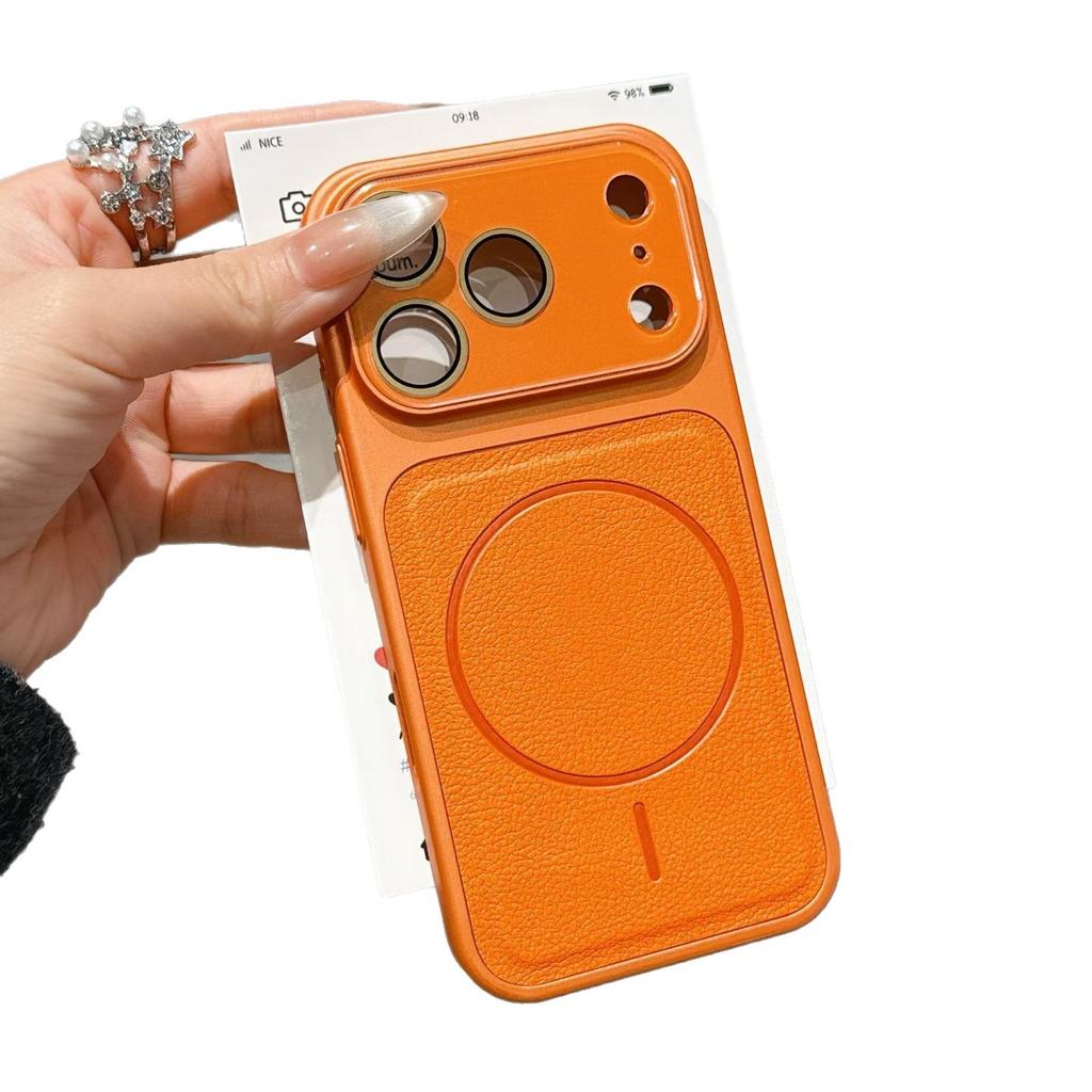Glass lens film dopamine lychee pattern second change Apple 17Promax magnetic mobile phone case for iPhone16