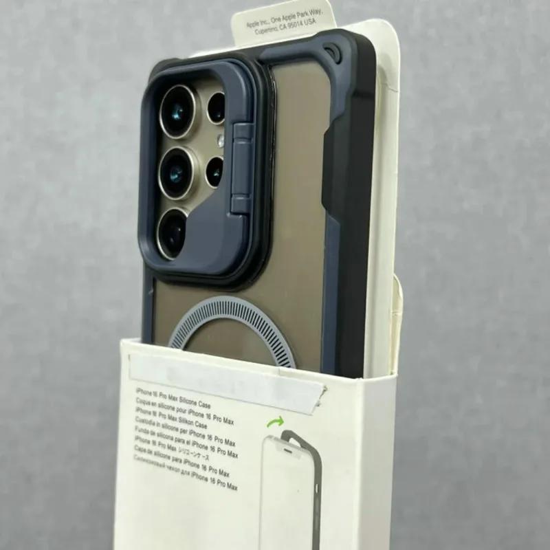 Militärpanzer für Magsafe Hülle für Samsung Galaxy S25 Ultra S24 Plus S25 Edge Kabelloses Laden Stoßfest Hartes Defender Cover