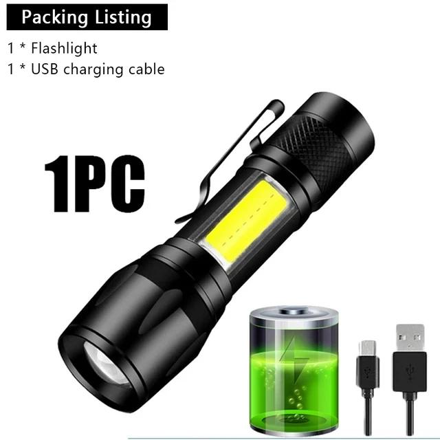 Powerful LED Flashlight USB Rechargeable Torch Portable Zoomable Camping Light 3 Lighting Modes For Outdoor Hiking Emergency