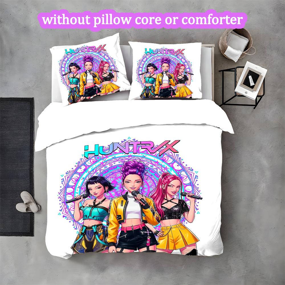Kpop Duvet Cover Set - 3pcs Polyester Bedding Set with Digital Print, All-Season Cozy Bedroom Accessory