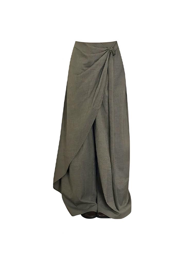 2026 Women's Loose Wide-Leg Suit Pants - Early Autumn Irregular Drape Style