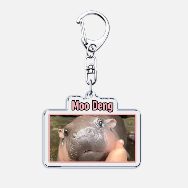 Funny Baby Hippo Cute Keychains Keyring for Accessories Bag Moo Deng Meme Pendant Keyring Jewelry Fans Gifts