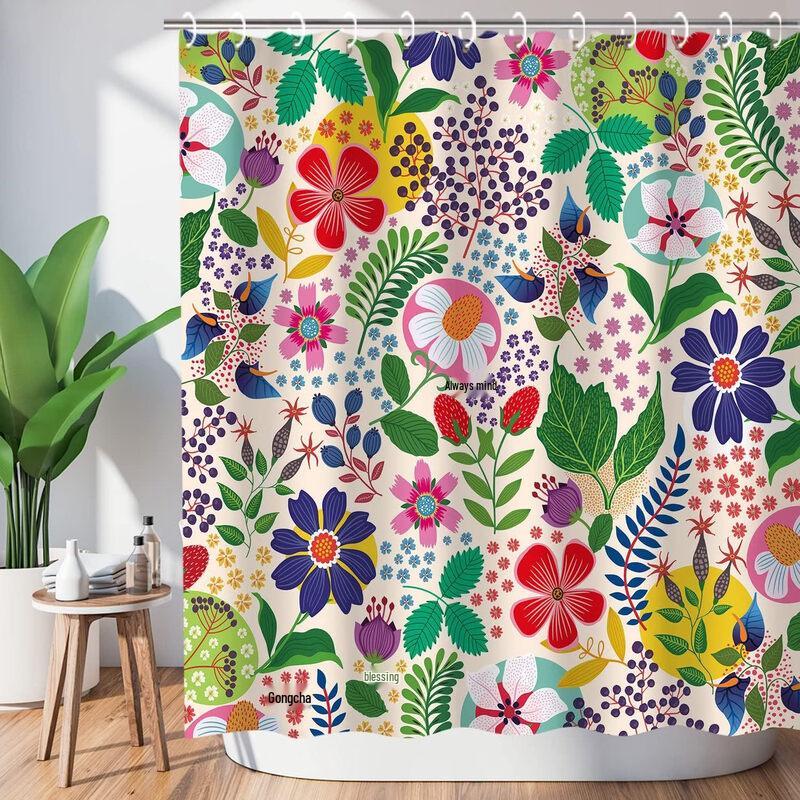 

Botanical Floral Print Waterproof Shower Curtain