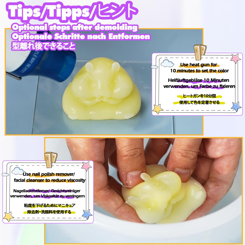 FUNSHOWCASE Ručně vyráběné Squishy Squishy Pryskyřice 2 Formy na Křečky Barvivo Vláknina Stres Nadýchaná Řemeslná Sada, Set, + + Zahrnuto, DIY, Úleva,