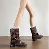 Western Jeans Tube Short Boots Women's 2025 New Autumn Thick Heel Pleated Pile Boots Retro British Martin Boots