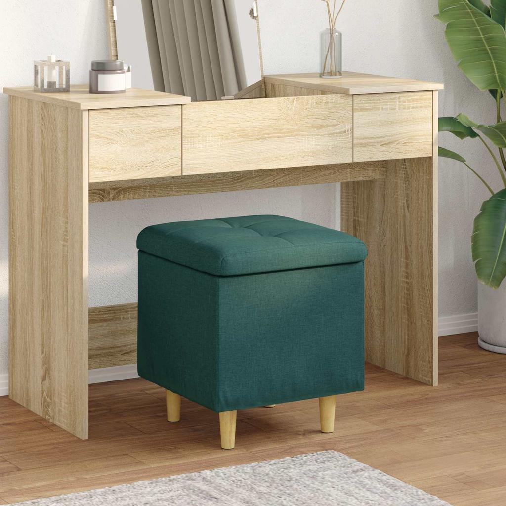 Storage Ottoman In Dark Green 40 X 40 X 45 Cm Fabric
