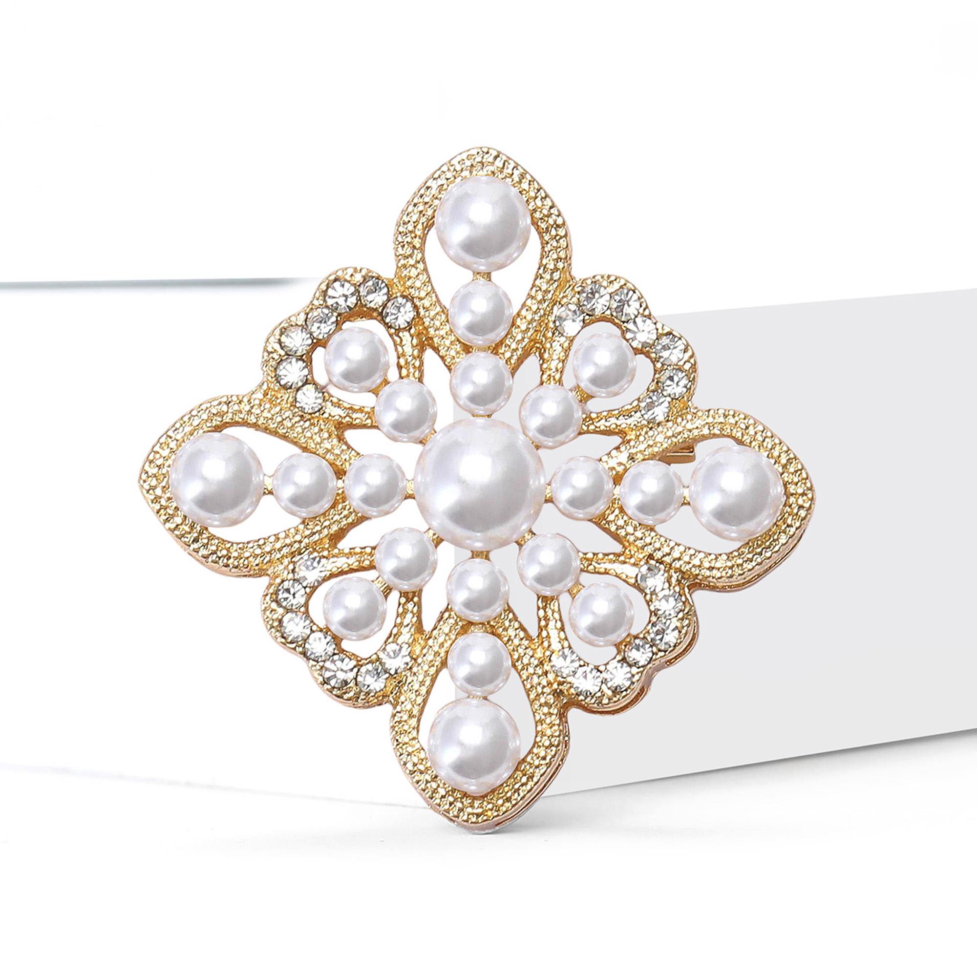 

Vintage Rhinestone Baroque Brooches for Women Unisex Pearl Pins Keychain Event Party New Gifts Jewelry Decoration Accessories