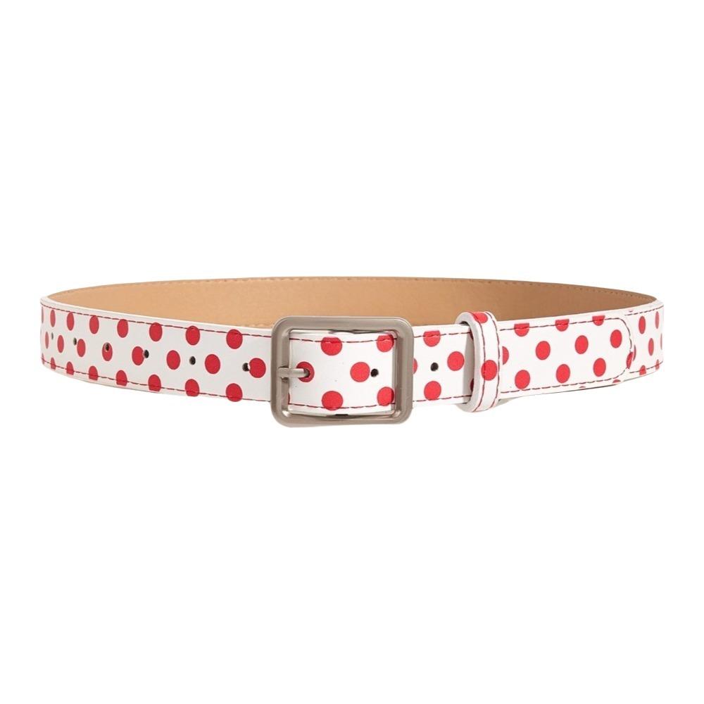 

PU Polk Dot Belt Y2K Leather Waist Belt Casual Jeans Waistband Streetwear красный/белый
