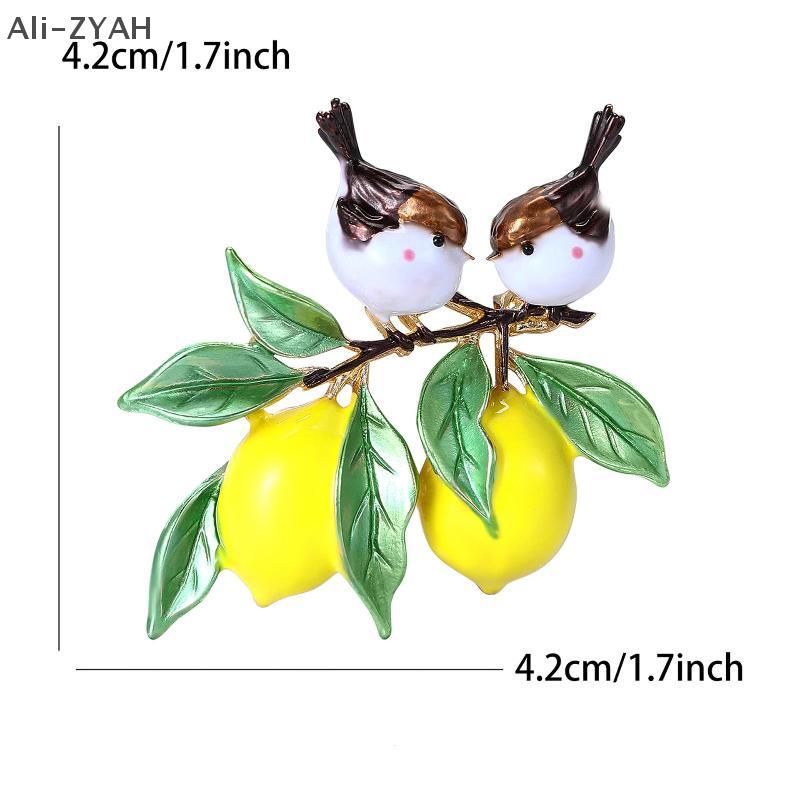Trendy Enamel Bird And Lemon Brooches For Women Animal Fruit Pins Casual Party Accessories New Year Gifts