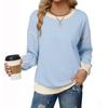 Women's Fashionable Round-Neck Wool Blend Long-Sleeve Color-Blocked Oversized Top