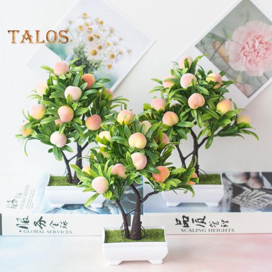 Elens Store 1Pc Artificial Flower Peach Tree Bonsai Home Office Garden Desktop Party Decor
