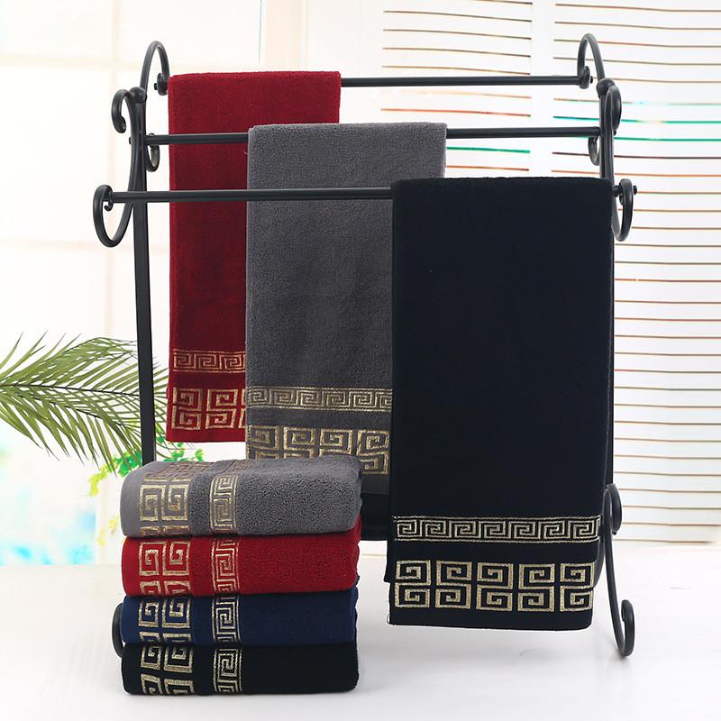 Embroidered Bath Cotton Towel Washcloth Solid Color Extra Thick Daily Women Men