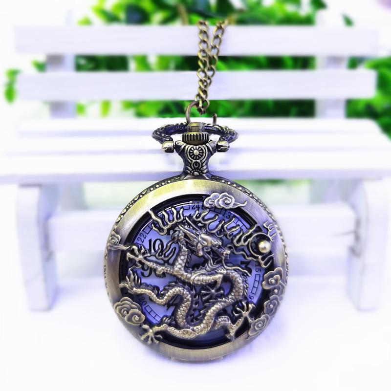 Retro Hollow Zodiac Wall Watch Watch Male Digital Elderly Quartz Watch Zodiac Bronze Pocket Watch