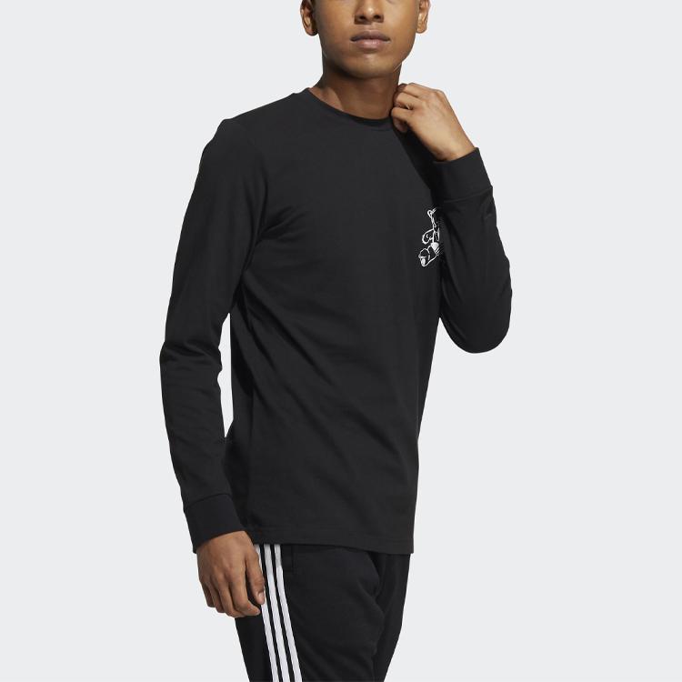 Adidas Originals Trefoil Bear Print Sport Crew Neck Long Sleeve T-Shirt Men Tops Black HL4098
