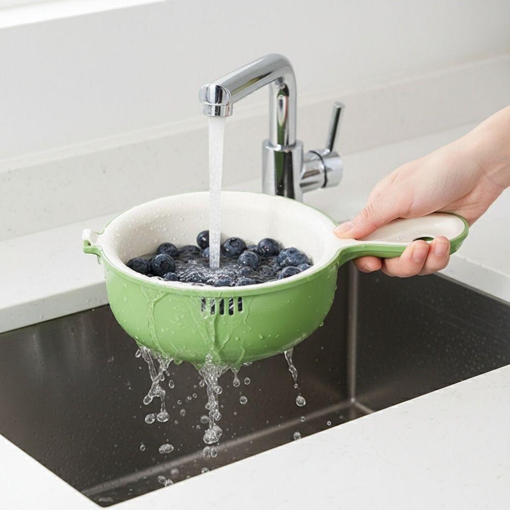Space-saving Fruit Washing Basket Double-layer Drainage Basket Vegetable Washing