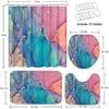 Britimes 4 Pcs Shower Curtain Set, Pink and Green Marble Texture Abstract Shower Curtain with Non-Slip Rugs, Toilet Lid Cover and Bath Mat, Bathroom