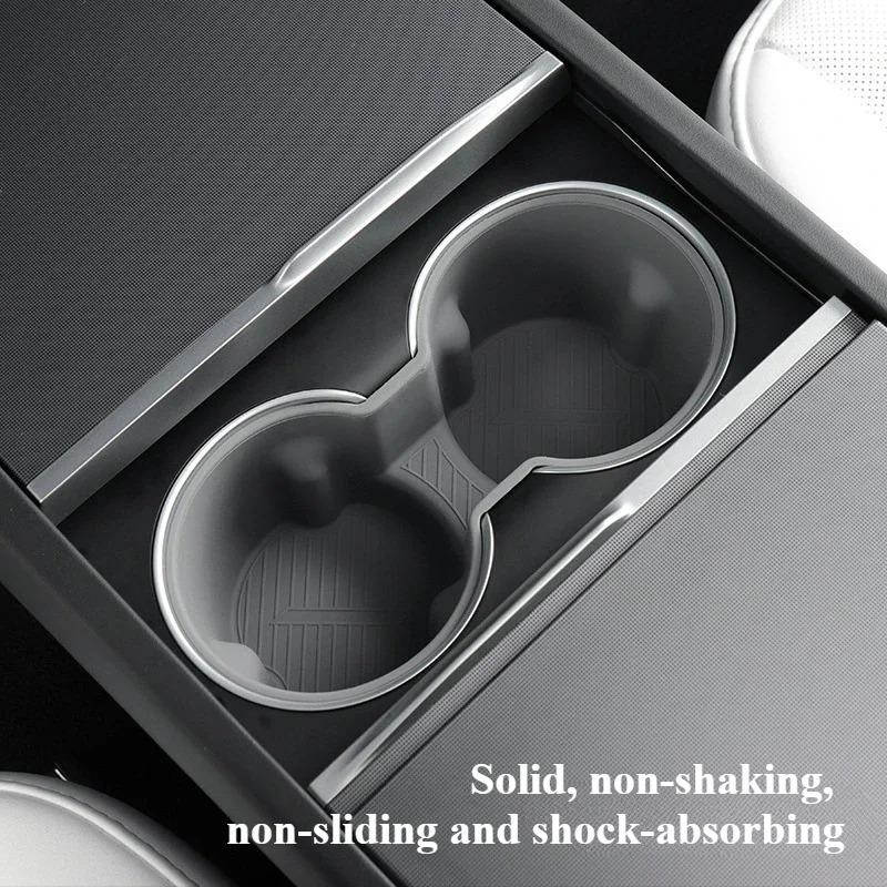For Tesla New Model 3+ Highland 2024 Silicone Car Cup Holder Central Control Armrest Box Fixed Cup Slot Storage Beverage Holder