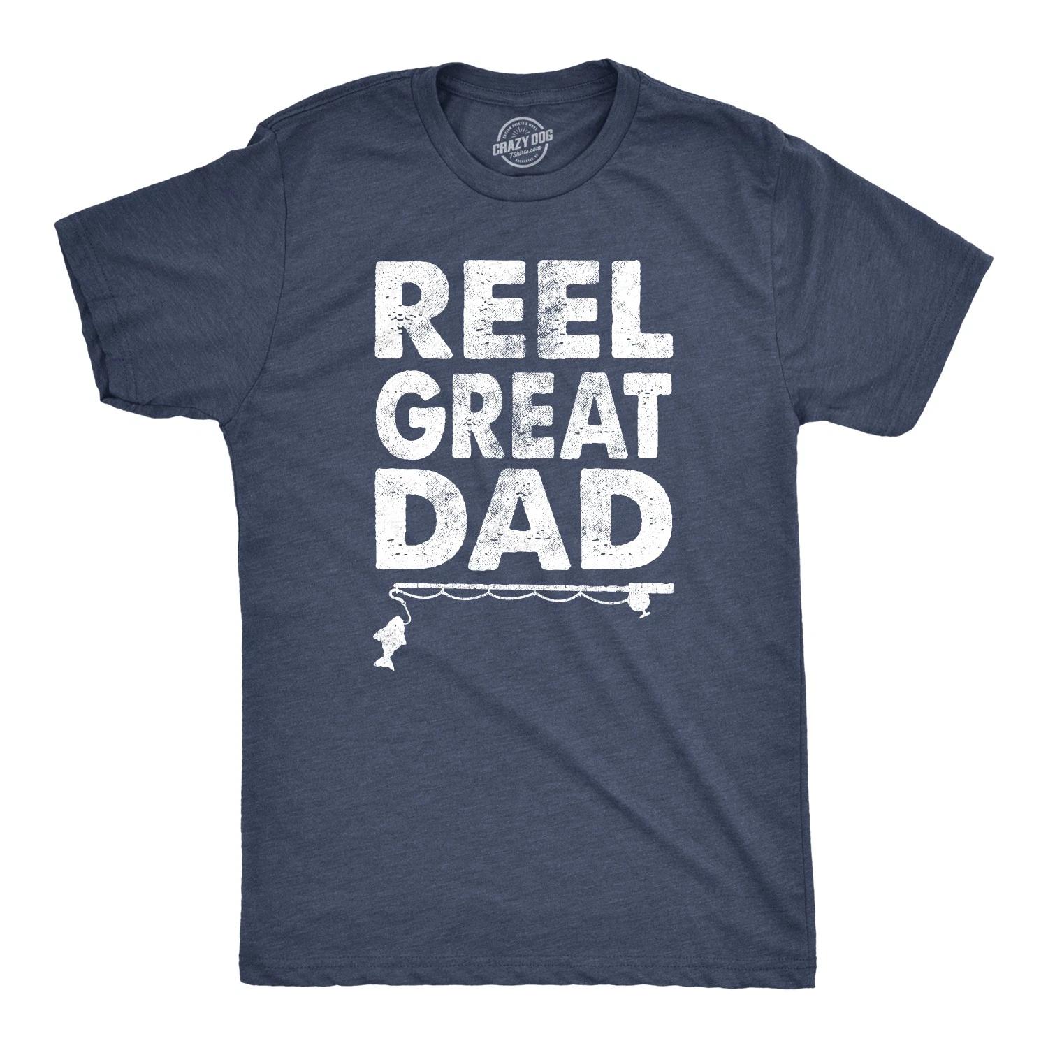 Mens Reel Great Dad T shirt Funny Fathers Day Fishing Tee Gift for Fisherman XL