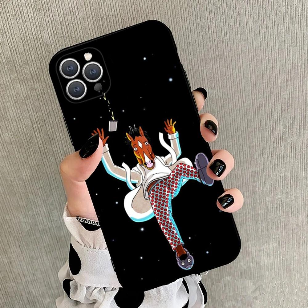 B-BoJack Horseman Phone Case For iPhone 15,14,13,12,11,Plus,Pro Max,XS,X,XR,SE,Mini,8,7 Soft Silicone Black Cover