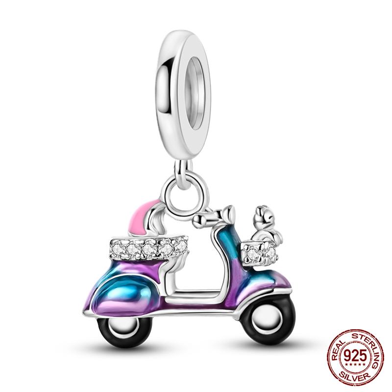 100% Copper Purple Color Series Chameleon Butterfly Balloon Charms Beads Fit Qikaola Original Bracelets Diy Jewelry