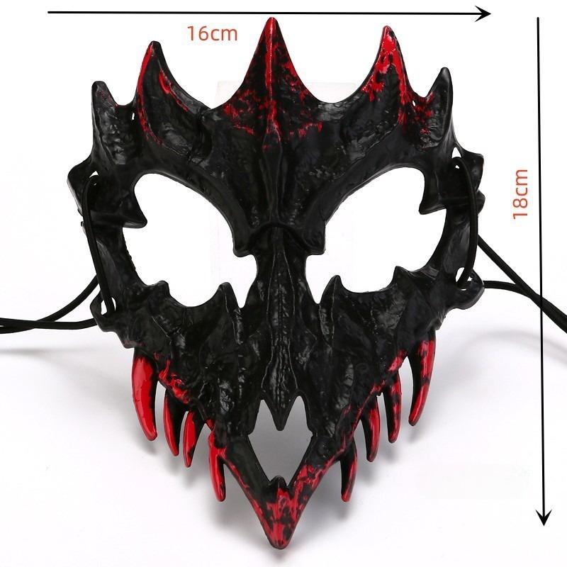 Blood Half-Face Mask Men Dragon Tiger Wolf Mask Horror Halloween Costume Props Skeleton Carnival Mask Party Cosplay Prop