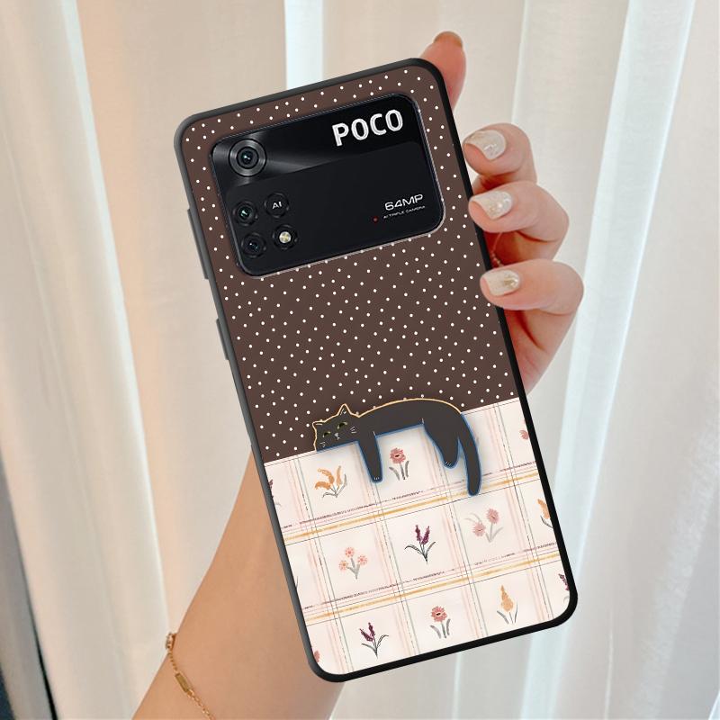 Cartoon Grid Cat Funda Phone Cover Case for Xiaomi Poco F8 M3 M4 M7 Pro C61 C50 C75 F1 F3 M5 X3 X4 X5 X7 Pro C71