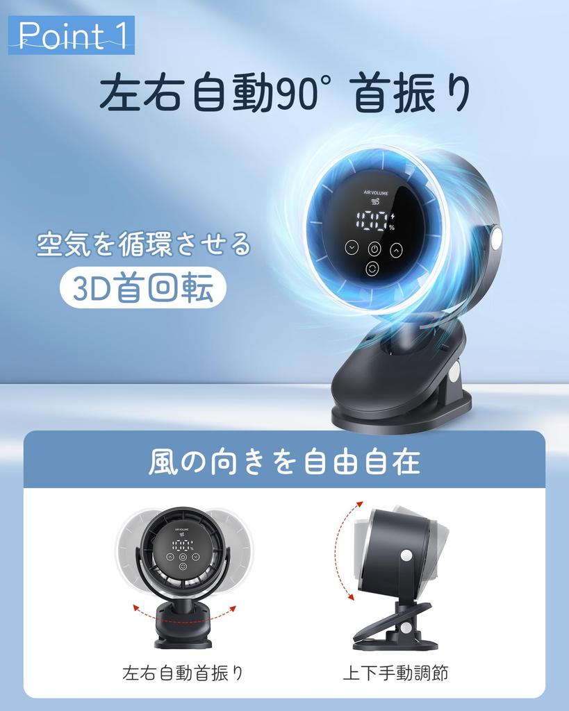 InvaXe USB Fan in Tabletop Clip Wall Mounted USB 100 Levels of Airflow Car Camping Quick Mini Heat Stroke Japanese Instruction Manual PSE Certified