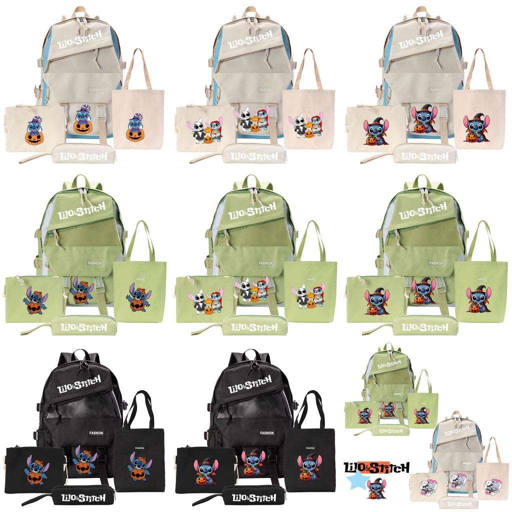 Stylish And Versatile Stitch Backpack Set With Four Unique Pieces For Students