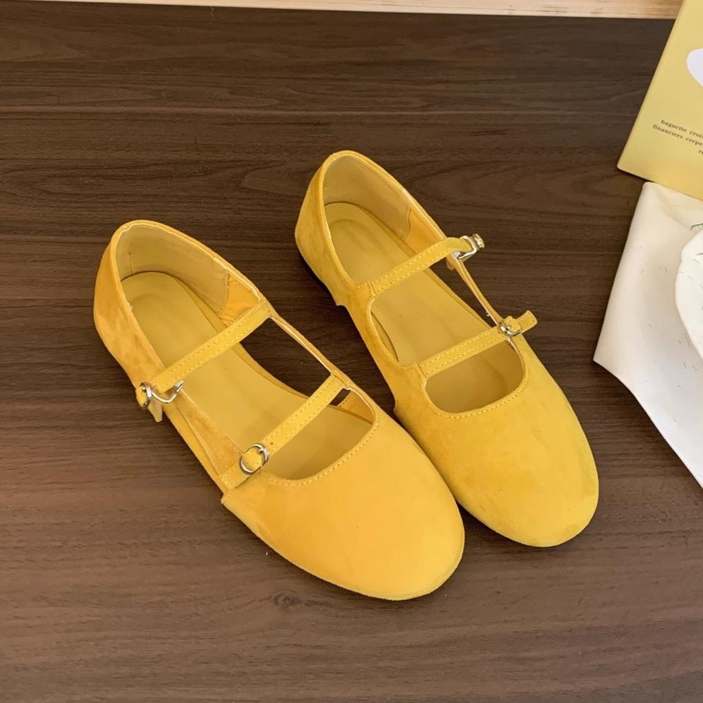 Side Air Shallow Mouth Single Shoes Women's Spring and Summer New Round Head Ladyshoes Ballet Soft Flat Bottom One Pedal Doudou Shoes