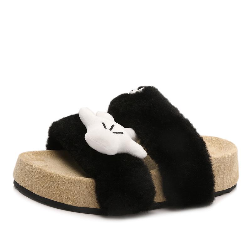 Popular simple and versatile 2025 new Mao Mao drag women wear autumn and winter one-word cotton slippers wear non-slip slippers women