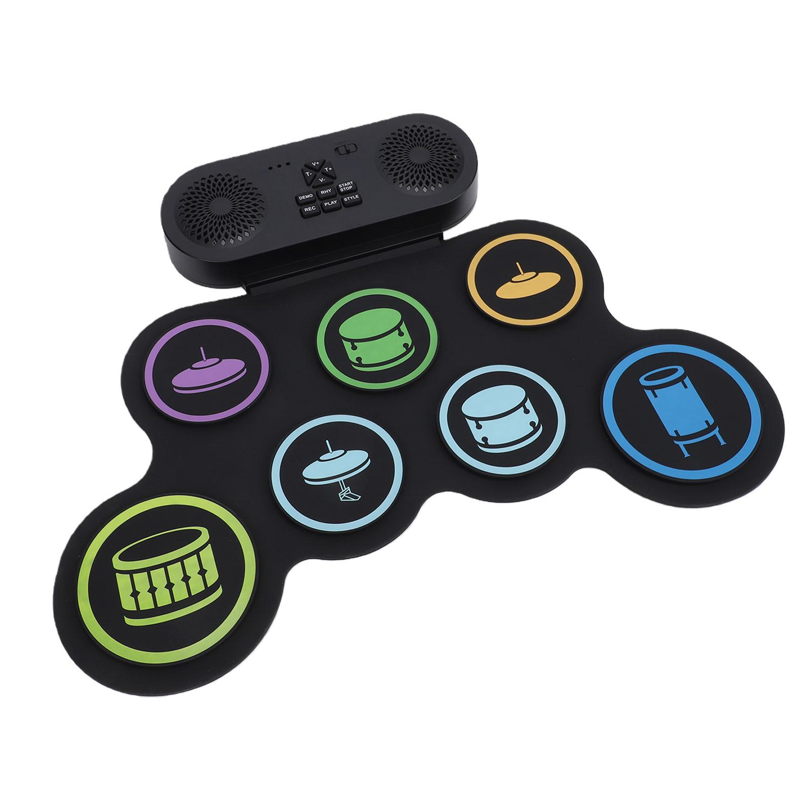 

Electronic Drum Set Rechargeable Portable Silicone 9 Drums Practice Pad with Drumsticks Headphone Jack Built in Dual