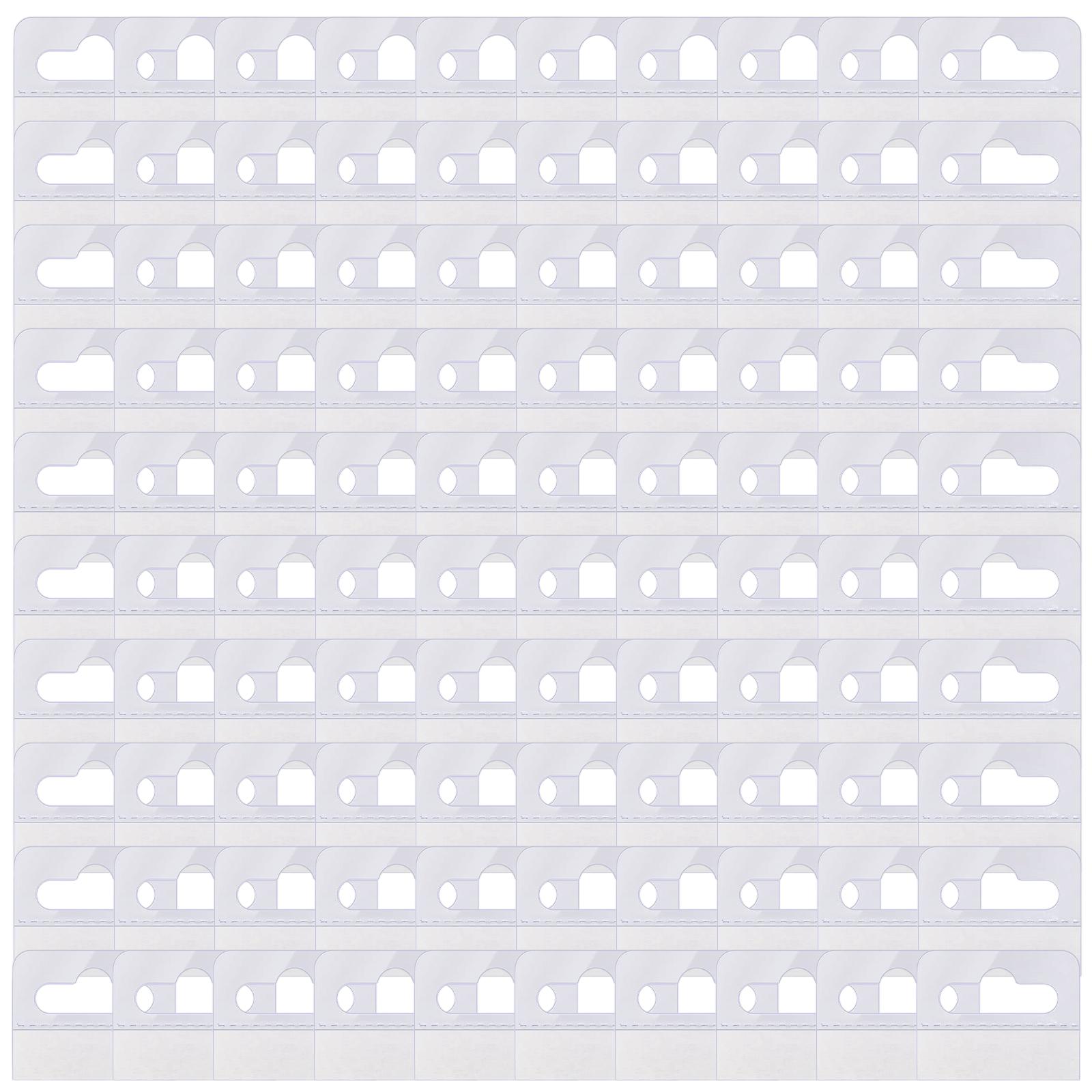 

200pcs Clear Self Adhesive Slot Hole Hanging Tabs for Retail Display and Home Organization Waterproof Plastic Hooks XS