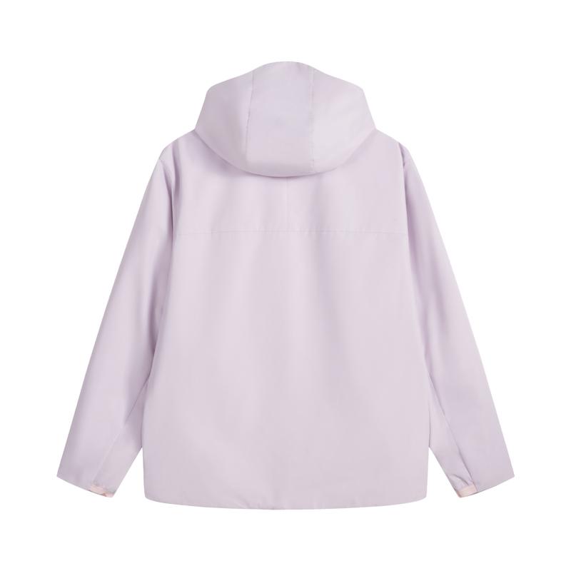 Li-Ning Solid Color Logo Loose Windbreaker Hoodie Women Outerwear Cloud-Purple AFDVJ46-2