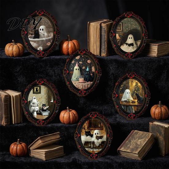 Halloween Collectible Magnets Dark Style Refrigerator Magnet, Retro Gothic Oval Photo Party Supplies Frame Decorative Magnetic Sticker for Metal