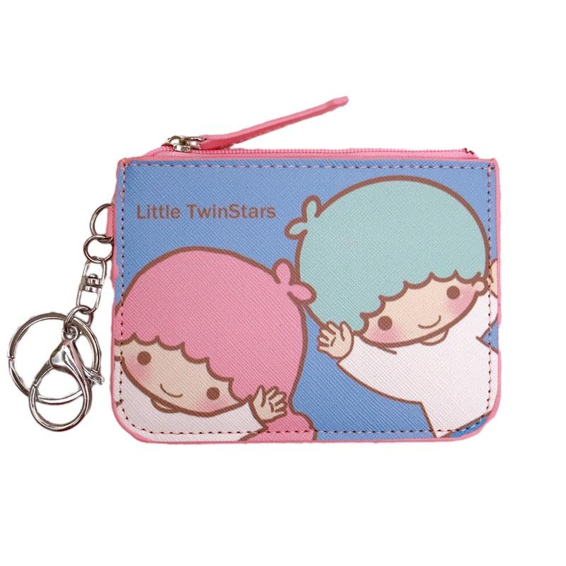 Cute Cartoon Small White Dog Pudding Dog Twin Star Long Ear Leather Card Case Coin Purse Keychain Pendant In-stock Pu Leather Anime Pattern