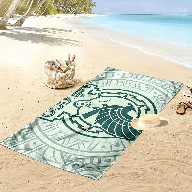 Mexico Football Art Print Beach Towel, Large Soft Quick Dry Towel for Beach Camping Swimming