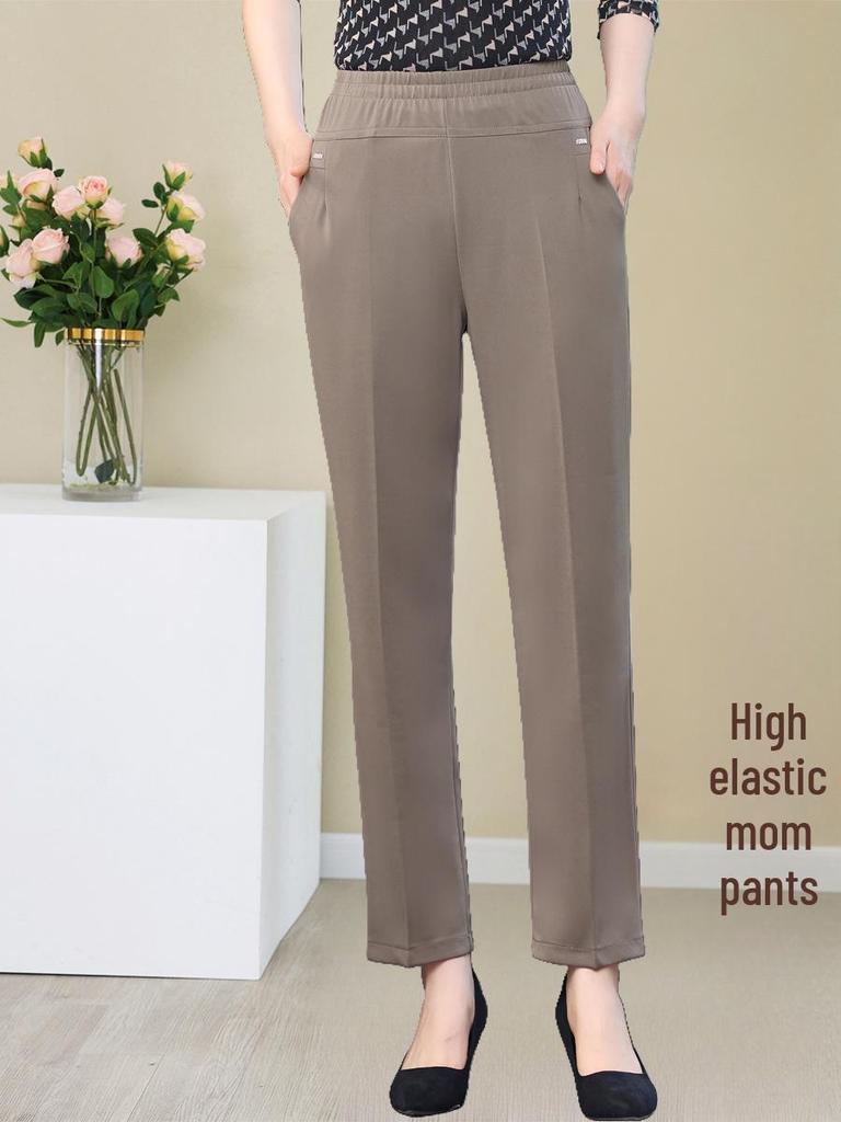 High Waist Elastic Summer Pants for Middle-Aged and Elderly Women - Loose Fit, Large Size