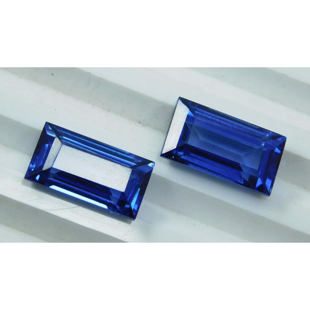 Emerald Shape 18 Carat NATURAL Blue Sapphire CERTIFIED Loose Gemstone Pair A-1652
