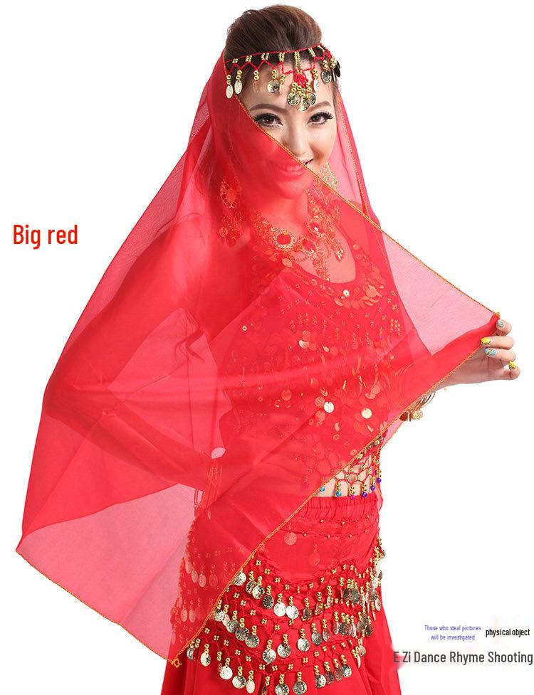Belly Dance Performance Jewelry Set: Headdress, Veil, Necklace, Earrings, Head Chain, Ring, Bracelet