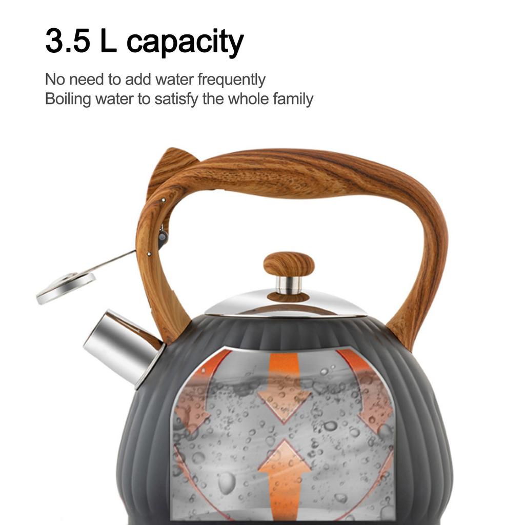 3.5L Black Whistling Kettle Pumpkin Shape Stovetop Tea Pot for 1 8 People