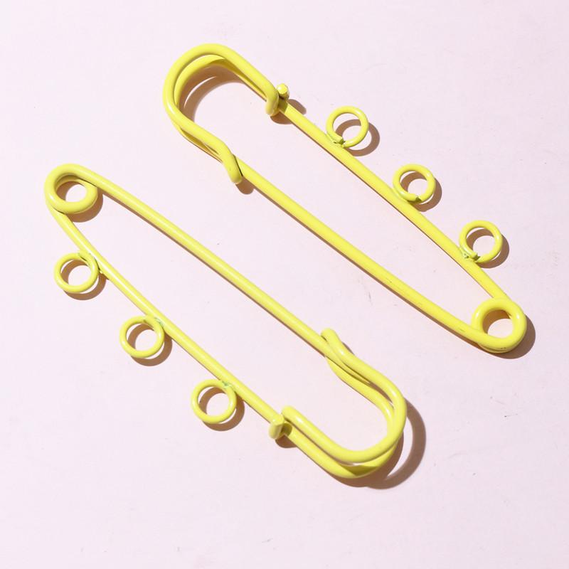 10pcs 50x16mm Safety Pins Brooch Metal Sewing Pins Clothes Pins with 3/5 Loops for Tags DIY Crafts Jewelry Making Findings