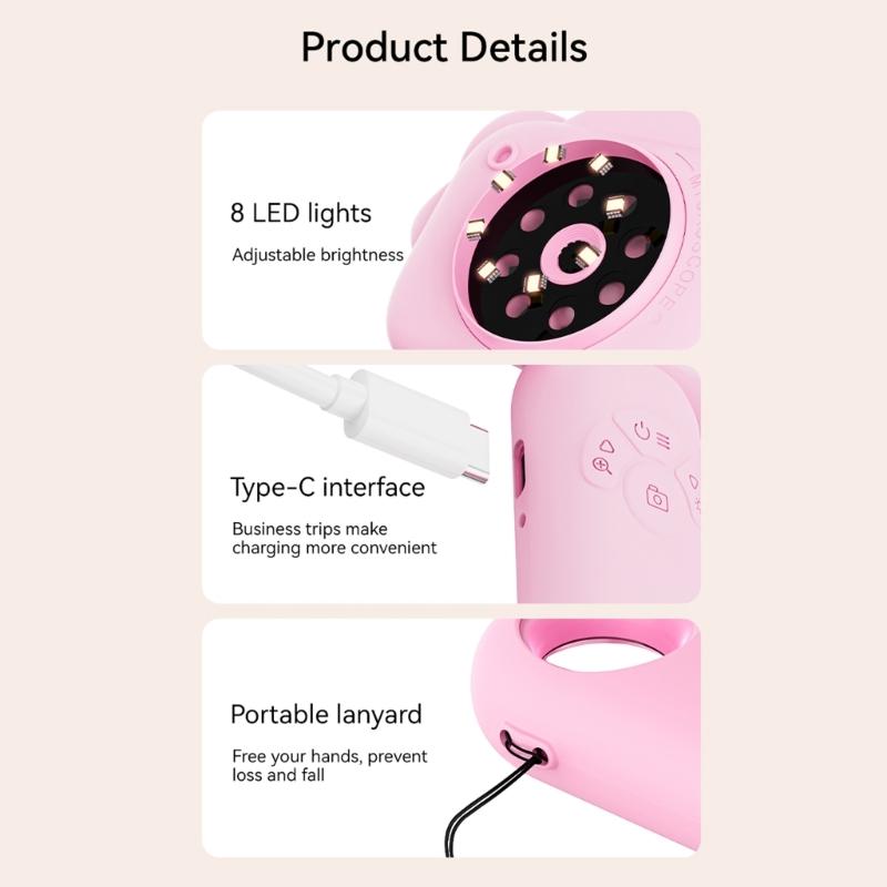 500x Magnification Microscope Handheld Magnifying Glass Support PC Educational Science Toys Pocket Microscopes for Kids