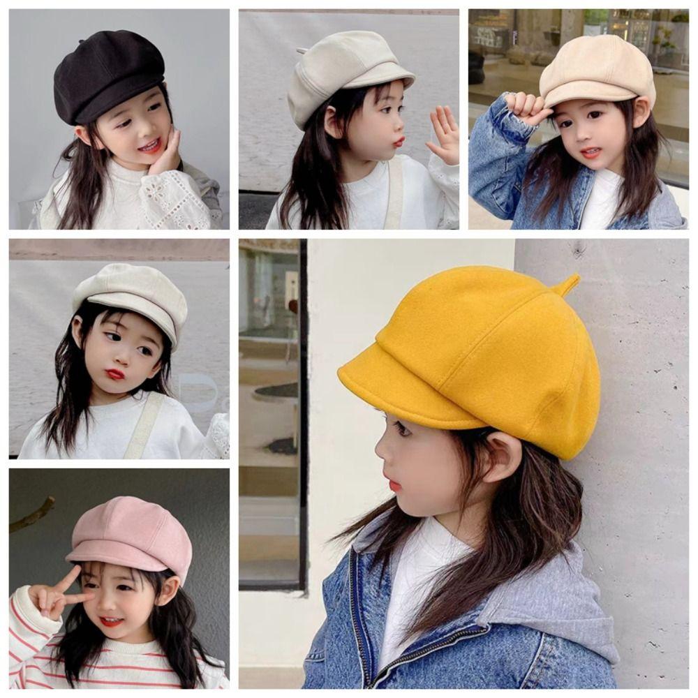 Y2K Kids Berets Cap Flat Children Newsboy Cap Soft Octagonal Hat  Boys